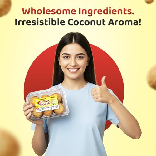Image of Panchhi Coconut Biscuits 345 Gram | Crunchy and Sweet Coconut Cookies Made with Wheat Flour, Butter | Perfect Tea Time Snack (6 Month Shelf Life)