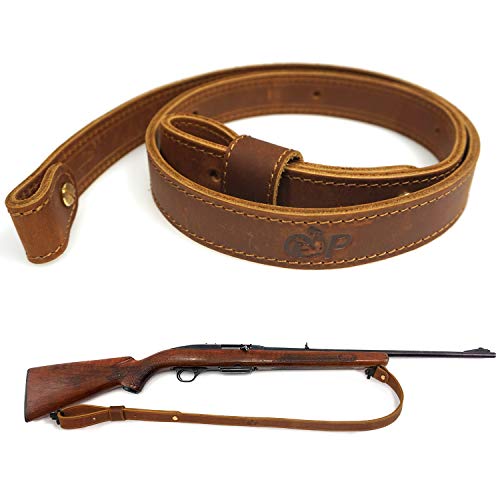 ORIGINAL POWER Rifle Gun Sling Cow Hide Leather with Mil-Spec Swivels,Durable Gun Strap
