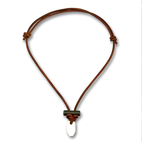 The Bushcraft | Fire Starter Necklace | MADE IN USA | Modern Day Flint & Steel Two-Part Pendant | Rich Cowhide Leather | Tied with Classic Mountaineering Knots