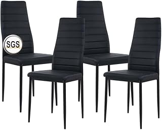 Juego de 4 sillas de comedor con reposabrazos, patas de metal, sillas de cocina modernas, cómodas sillas tapizadas, asiento para comedor, salón, cocina, color negro