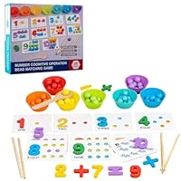 Montessori Maths Toy Set,Wooden Number and Bead Matching Game with Supporting Tools,Learning Activities Toys for Baby to Develop Life Skills,Educational Gift for 3-6 Year Olds Preschool Toddlers