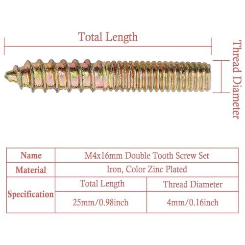 Image of M4 Hanger Bolt Driver,20pcs M4X25mm Hanger Bolts Assortment Kit with M4x0.7mm Driver,Double Headed Bolts Self-Tapping Screws,Grade 4.8,Iron, Color Zinc Plated Finish