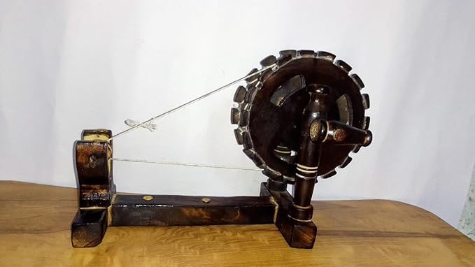 Wooden Gandhi Charkha Spinning Wheel Home Decor Decorative Handmade Item | Brown Colour