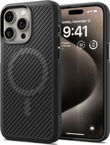 Spigen iPhone 15 Pro Max Core Armor MagFit funda negra de silicona resistente con imán