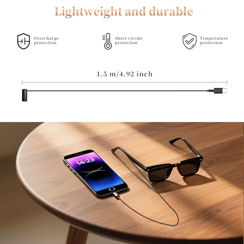 USB-C Clip-On Charging Cable for Ray-Ban Meta Wayfarer/Skyler/Headliner/Oakley RW4006/4008 and Gen 2 RW4012, Compatible with Power Bank, Car, Laptop（1.47M / 4.82ft ) by Littlefixer - Used condition - Image 3