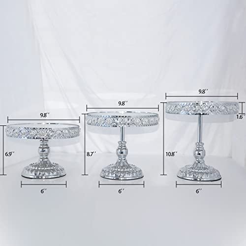 Set Of 3 Cake Stands, Metal Party Cake Stand Set And Cupcake Stands Cake Stand Fruits Dessert Display Plate For Wedding Party Birthday Baby Shower Celebration Home Decoration (Silver, 3 Pack) #TOP5