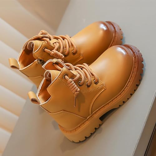 Kids Girls Boots Boy Fall Winter Comfort Boot Lace-Up Work Boots High Top Side Zipper Ankle Shoes for Baby Girls4