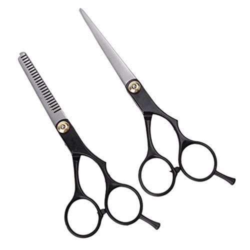 Pixnor 2 peças de tesouras de corte de cabelo, tesouras de barbeiro de aço inoxidável, tesouras de c