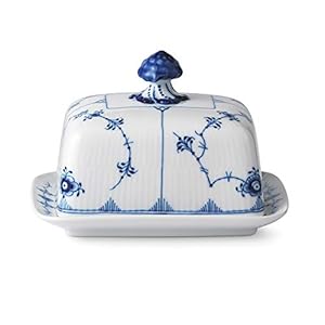 Royal Copenhagen 1026442 Blue Fluted Plain Butter Dish, Wedding Gift
