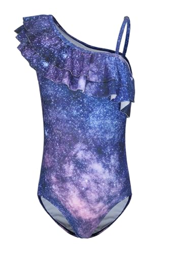 Image of Girls One Piece Swimsuits One Shoulder Ruffle Bathing Suit Kids Hawaiian Floral Swimwear 3-16 Years