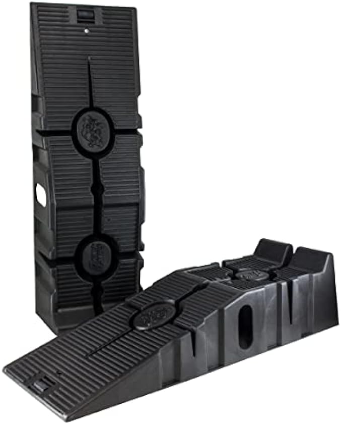 FloTool 11909ABMI RhinoRamp Vehicle Ramp Pair - Ideal for Stress-Free Home Garage Maintenance - Reduces Slippage - Works with Low Clearance Vehicles - 12,000lb GVW Capacity - Extra-Wide Design