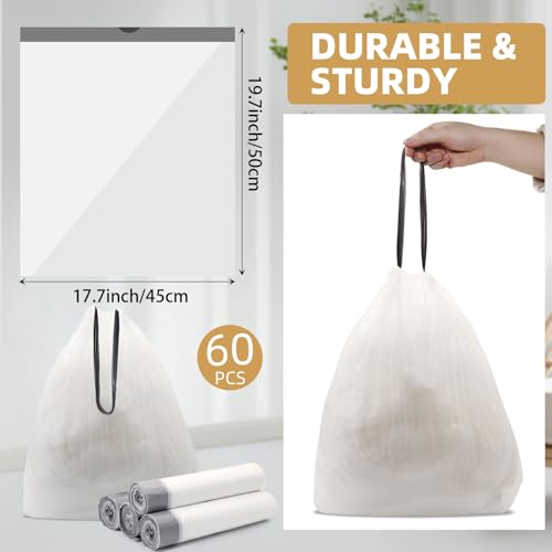 Image of 3 Gallons Wicker Waste Basket Can with Lid & Liner, Handwoven Wastebasket Wastepaper Basket with 60Pcs Bag, Wicker Trash Garbage Rubbish Can Bin Basket for Bedroom Bathroom Kitchen Office