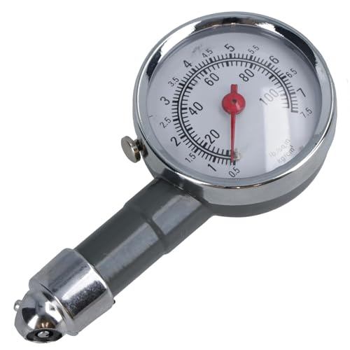 AB Tools Tyre Pressure Gauge with Dial Push On Air Release 0-100 PSI