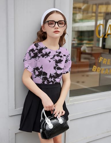 Image of Arshiner Girls T Shirts Twist Short Sleeve Summer Shirts Fashion Crewneck Tops Tee Blouse