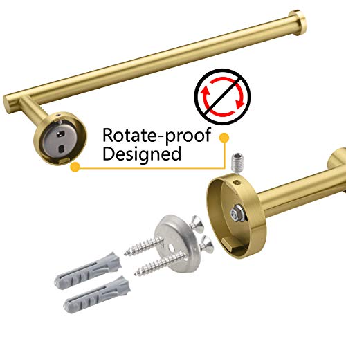 Brushed Gold Paper Towel Holder,Under Kitchen Cabinet Towel Paper Rack,Wall Mounted Round Sus304 Stainless Steel Dispenser For Bathroom Kitchen Tissue Towel Roll,11.8 Inch… #TOP4