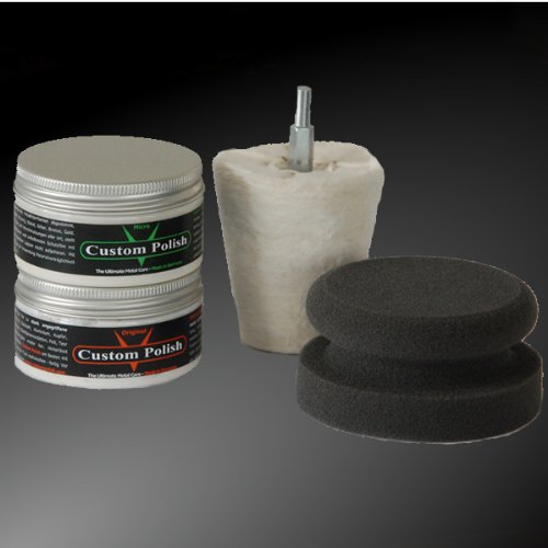 CUSTOM POLISH Juego de pulido, 240 g, abrillantador de cromo, aluminio, cromo y acero inoxidable, pulidor en forma cónica + aplicador profesional (paquete incluido)