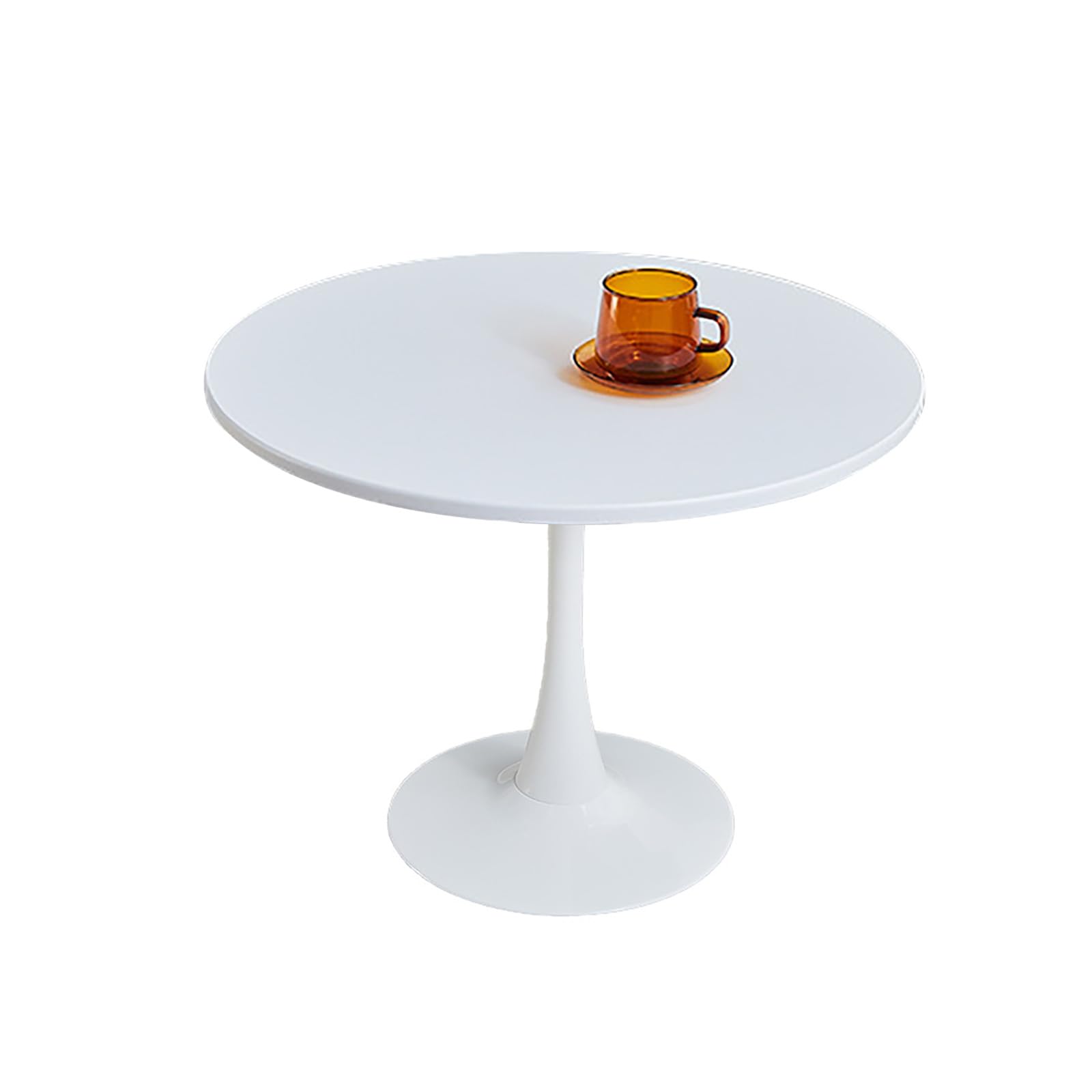 Table à manger ronde blanche 80 cm en MDF et métal pour café