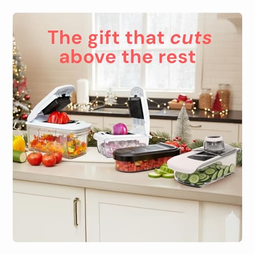 Fullstar Mandoline Slicer for Kitchen, Fruit Cutter, Cheese Grater, Cucumber Slicer, Veggie Spiralizer, Food Cutter & Kitchen Gadgets & Gifts with Safety Glove (11 in 1, Stainless Steel)