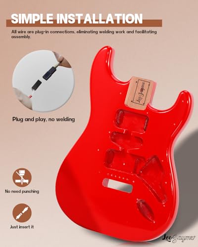 Image of Leo Jaymz DIY ST Style Electric Guitar Kits,Spray-painted Mahogany Body,Laurel Wood Fingerboard and Maple Neck, including all Components (ST-Carnival Red)