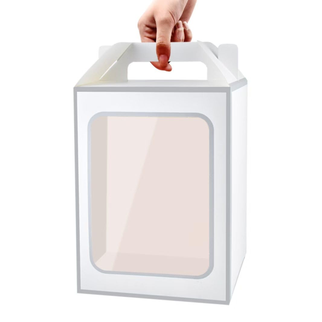 Enorteen Przezroczyste torebki na prezenty z przezroczystym okienkiem, pudełka na cukierki, torby papierowe, pudełka na kwiaty, torby na bukiety, na wieczór panieński, prezent, festiwale, przyjęcie