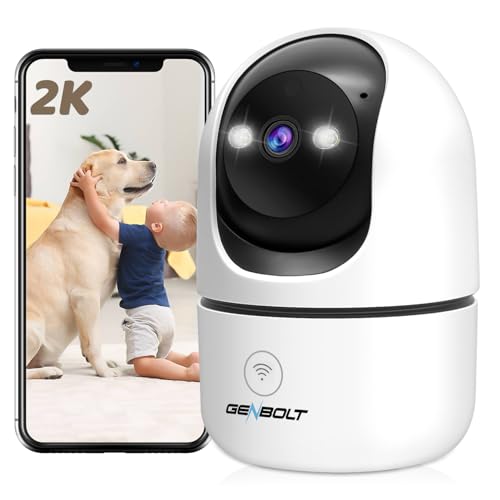 GENBOLT telecamera di sicurezza Wi-Fi per interni, sorveglianza domestica IP CCTV con rilevamento umanoidi, auto cruise nanny pet dog cam, baby monitor con allarme audio