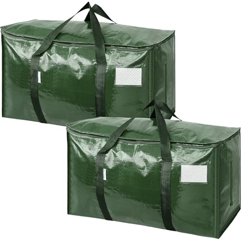 Image of TICONN 2 Pack Extra Large Moving Bags Heavy Duty with Zippers & Carrying Handles, Durable Storage Bags Moving Boxes for Closet Organizers and Storage (2 Pack, Olive)