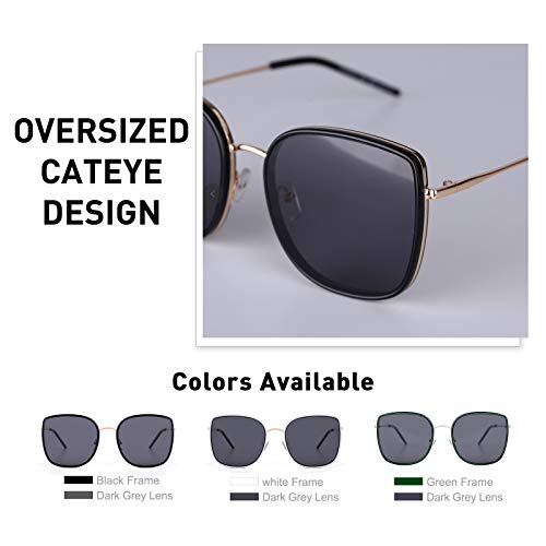 COLOSSEIN Fashion Oversized Sunglasses For Women Square Metal Frame UV400 Lens3
