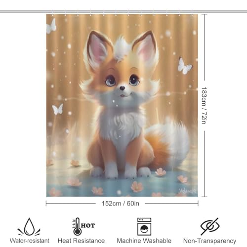Rideau de douche renard 152x183 cm en polyester lavable pour baignoire - 4