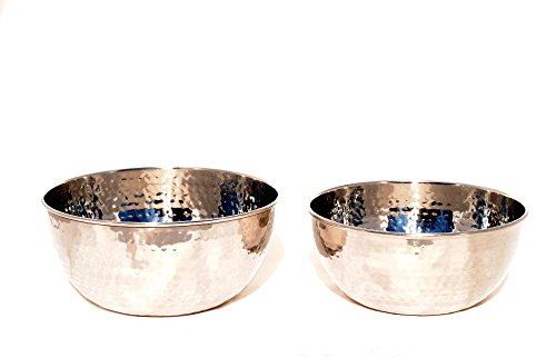 Set de 2 tazones de acero inoxidable martillado 7" y 8" miniatura 5