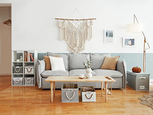 Loforhoney Home Fabric Storage Baskets For Shelves, Foldable Storage Baskets For Organizing, Closet Organizer Bins With Cotton Rope Handles, Canvas Storage Bins For Clothes, Xlarge, Beige&Gray, 2-Pack #TOP6