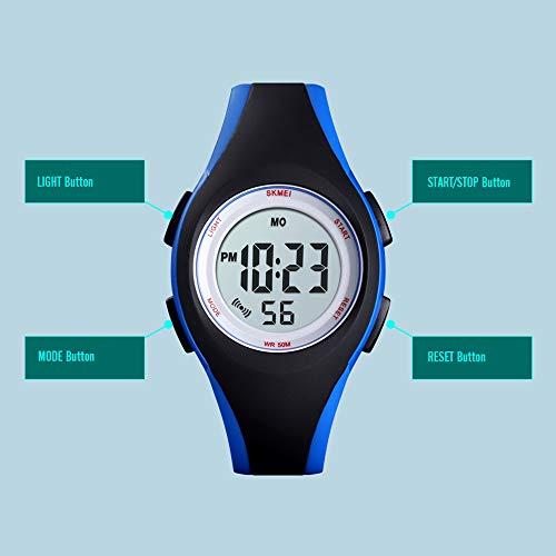 Lepeuxi 1459 Luminosa 5ATM Digital À Prova D 'Água Esportes das Crianças Relógio de Alarme Calendár