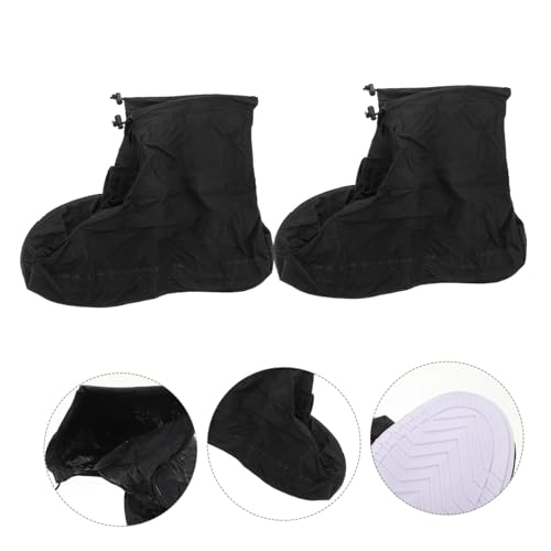 Cubiertas para zapatos impermeables GARVALON talla XXL, cubrebotas reutilizables antideslizantes para adultos, diseño con cremallera, color negro miniatura 4