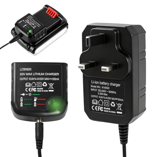 18V Lithium Ion Battery Charger Replacement for Black & Decker UK Plug 18V Lithium Ion Battery Charger Compatible with LBXR20 LBXR20-OPE LB20 LBX20 LBX4020 LB2X4020 LBXR2020-OPE LB2X3020-OPE