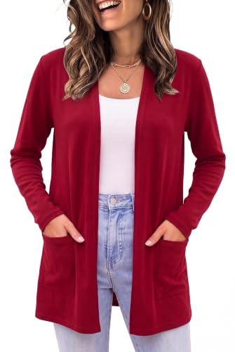 Image of Newchoice Womens Lightweight Long Sleeve Cardigans with Pockets Summer Casual Open Front Sweater Cardigan Duster