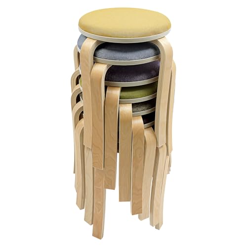 ILWorkTLs 8 Pcs Classroom Stools,Round Upholstered Wood Stool,Backless Stackable Stools for Kitchen Garden Class Room Home