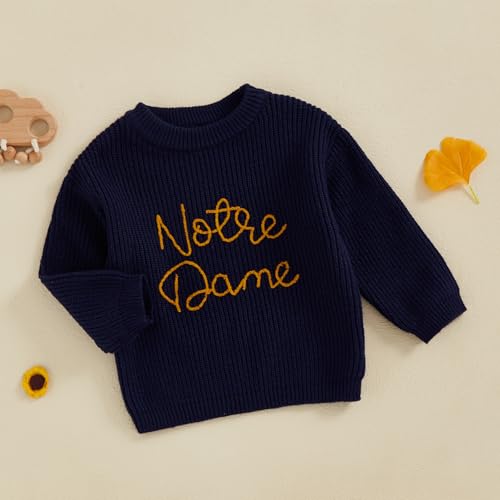 Toddler Baby Boy Girl Football Outfit Notre Dame Pullover Sweater Long Sleeve Knit Sweatshirt Spring Fall Clothes3