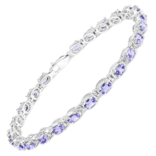 Tanzanite Bracelet, Natural Tanzanite Oval Tennis Bracelet in .925 Sterling Silver, December Birthstone Bracelet, Gifts for Her - Main Image