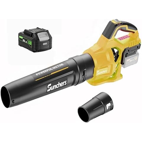 Leaf Blower Cordless with 1×4.0Ah Battery and Charger, 580CFM 160MPH Electric Blower with 2 Speeds, 20V Handheld Leaf Cleaner for Lawn Care, Blowing Leaves, Dust, Snow, Gravel for Patio, Yard,Yellow Cover