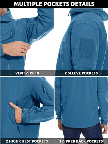 Image of TACVASEN Men's Special Ops Military Tactical Soft Shell Jacket Coat | Waterproof,windproof | Multi-pockets,adjustable hood | Ideal for rain,hiking,snow,ski