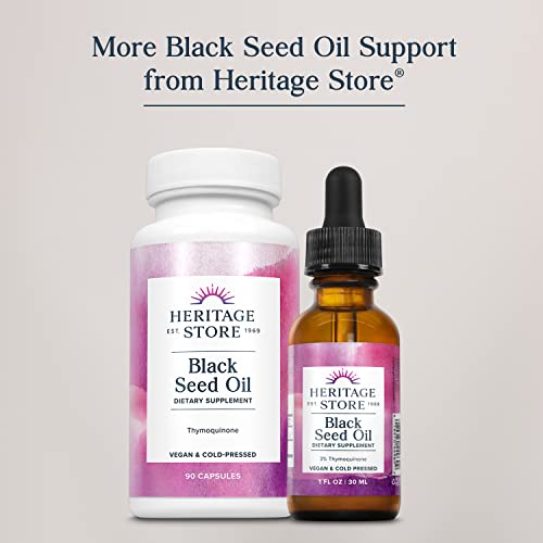 Heritage Store 6345280 Black Seed Oil, Organic, Cold Pressed, Nigella Sativa Supplement With Thymoquinone, Omega 3 6 9, Antioxidant, Immune And Joint Support, Vegan thumb #2