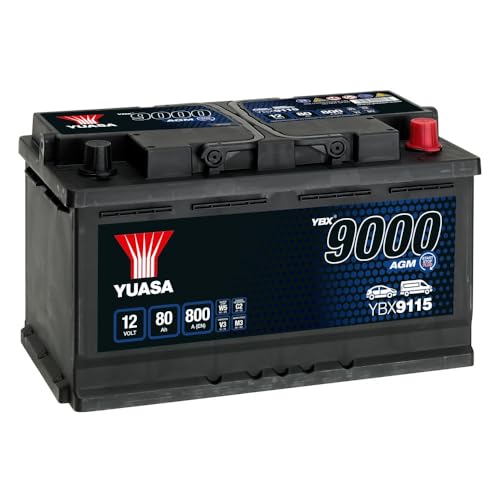 Yuasa Batería de coche AGM YBX9115 12V 80Ah