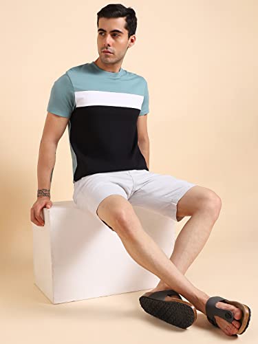 Image of Dennis Lingo Men's Cotton Slim Fit Solid T-Shirt (Round Neck)