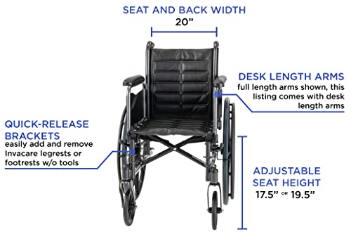 Invacare Tracer Ex2 Wheelchair For Adults | Standard Folding | 20 Inch Seat | Desk Arms #TOP2