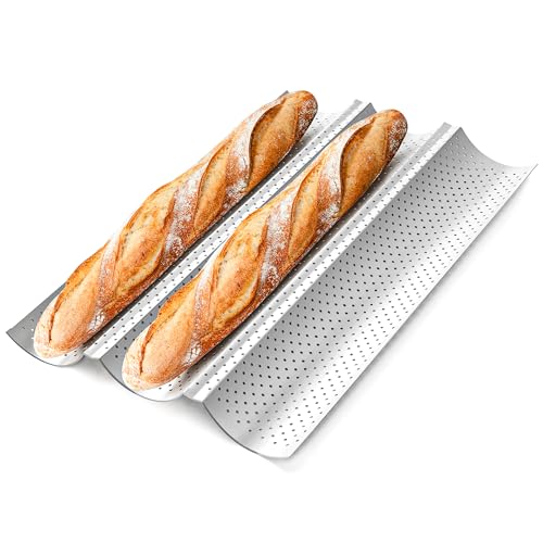 Gicyiit Baguette Bread Pan Nonstick Perforated French Bread Baking Pan