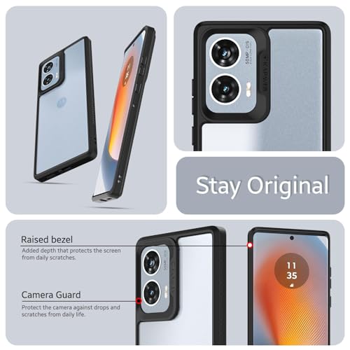 Image of KAPAVER GPS Edition Back Cover Case Compatible for Motorola Edge 50 Fusion /Motorola G85 5G Motorola G96 5G (PC + TPU) (Black Case with Glass)