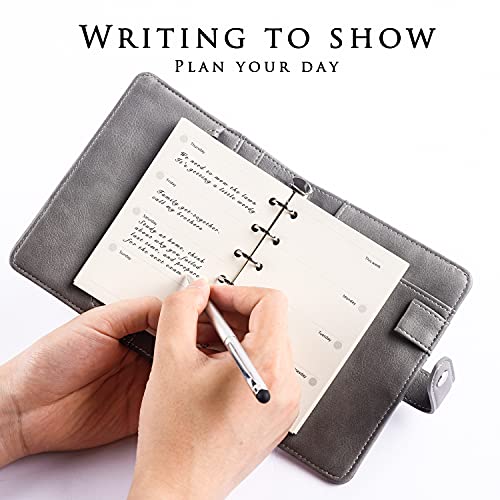 Jialiny A7 Faux Leather 6 Ring Binder Weekly Planner Appointment Calendar Cash Envelopes Wallet，Finances Organizer Calendar Budget Planner Notebook Refill For Men And Women(Grey) #TOP4