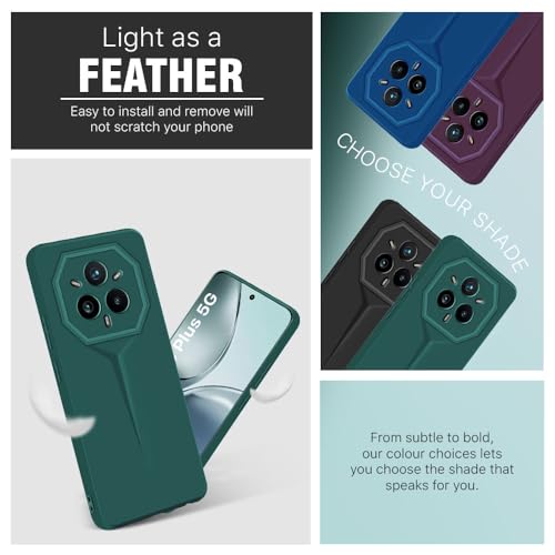 Image of WOW IMAGINE Slim Back Cover for Realme 14 Pro Plus 5G | Blade Series Ultra Thin Case with Lightweight Design | Camera Protection | Soft Matte Silicone Flexible Mobile Case - Green