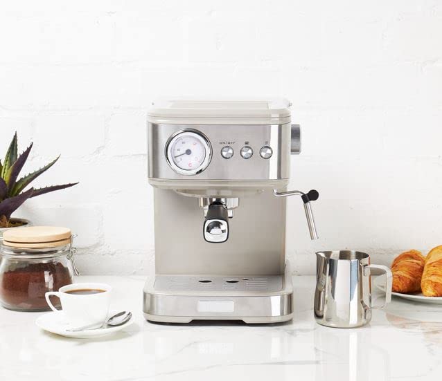 HADEN Cafetera espresso multifunción - Acentos de acero - Cafetera con bomba de espresso con espumador de leche - 15… - Imagen 4