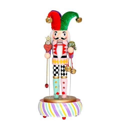 AWJUWHBJ Caja musical de madera hecha a mano con diseño de cascanueces de Navidad, figura de payaso, marionetas, tallas intrincadas, coleccionistas, decoración del hogar, caja de música de madera