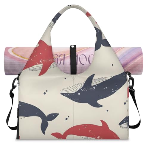 Duffel Bag Yoga Bag for Women Beautiful Conches Beach Bag with Shoe Storage & Yoga Mat Strap